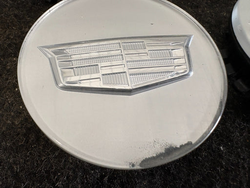 Set of 4, 2013-2025 SILVER Raised Crest Cadillac CTS CT6 XT4 XT5 XT6 Center Caps