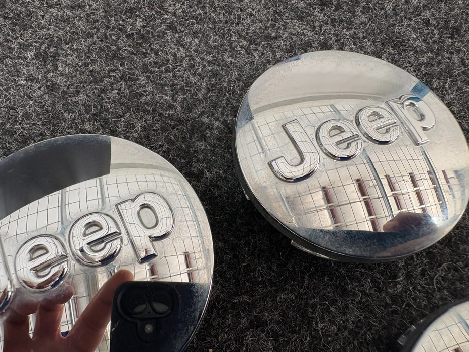OEM,Set 4, Jeep Liberty Grand Cherokee Wrangler Patriot Chrome Wheel Center Caps