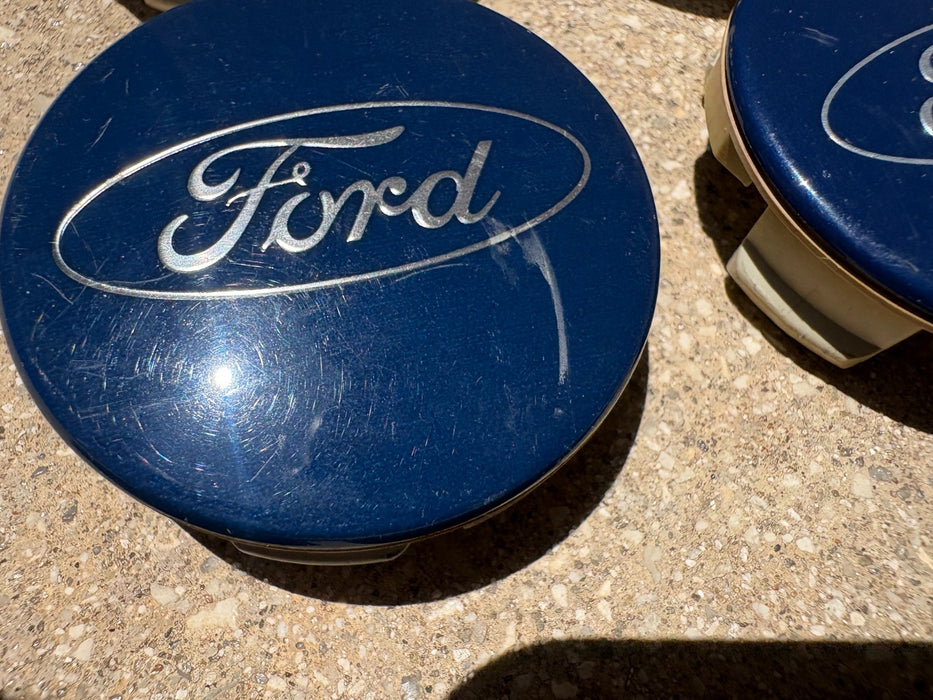 SET OF 4 2013-2025 FORD ESCAPE CENTER WHEEL CAP HUBCAP BLUE OEM