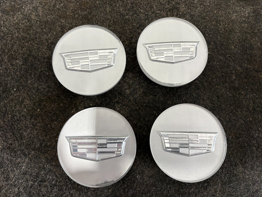 Set of 4, 2013-2025 SILVER Raised Crest Cadillac CTS CT6 XT4 XT5 XT6 Center Caps